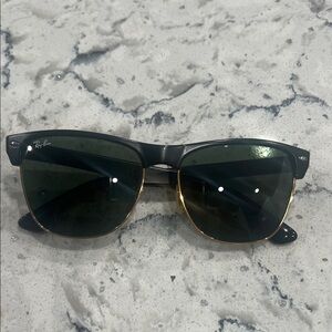 Ray-Ban Clubmaster Oversized Black and Gold Sunglasses